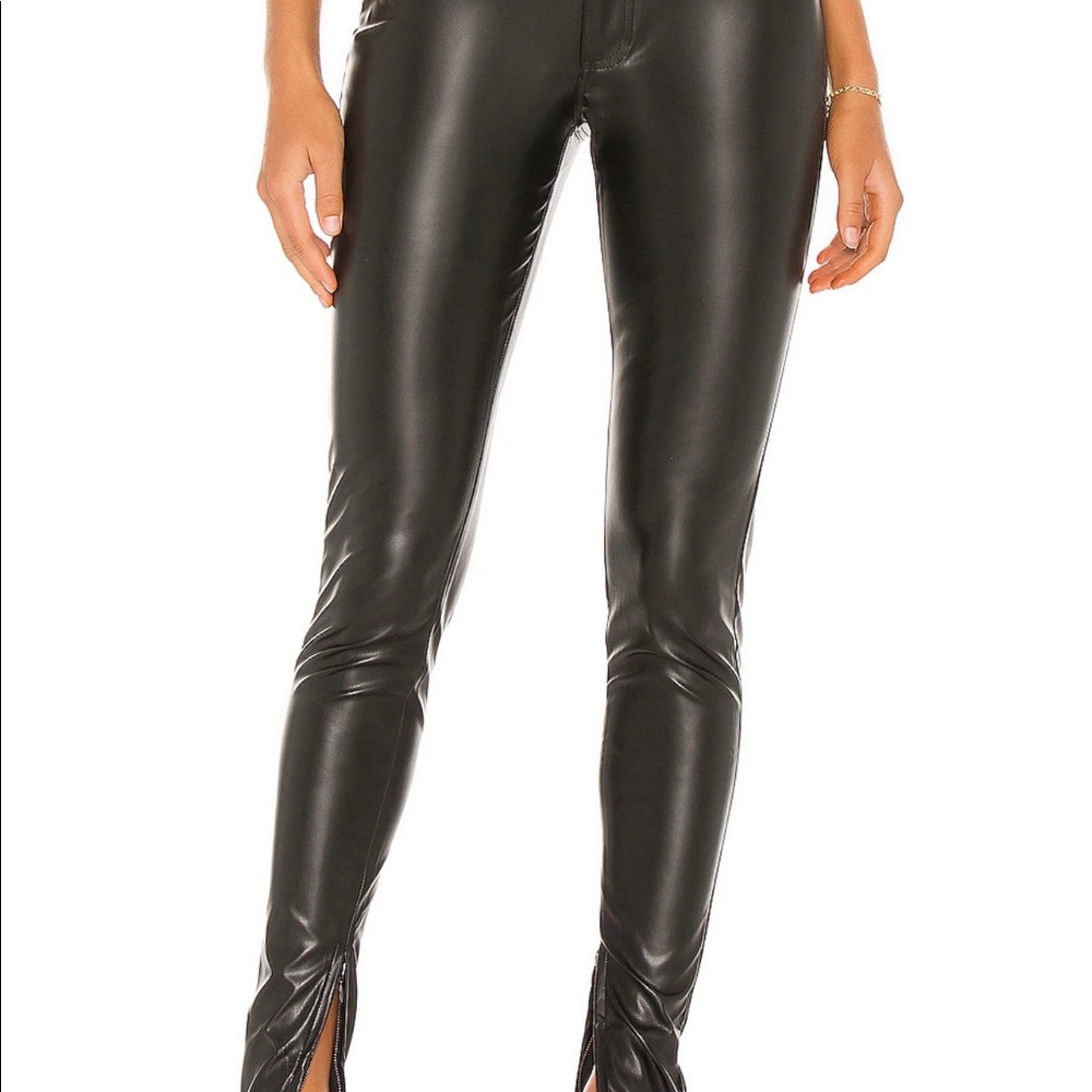 weworewhat stiletto vegan leather slit pants